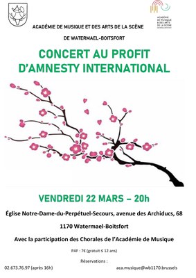 Concert de chant choral au profit d'Amnesty International - Vendredi 22 mars